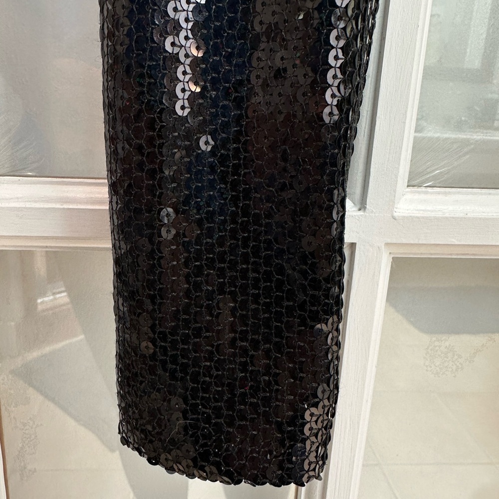 Vintage Avenue Montaigne Y2K Glamorous Black Sequin Cassis Leggings Size 4 S - Picture 7 of 11
